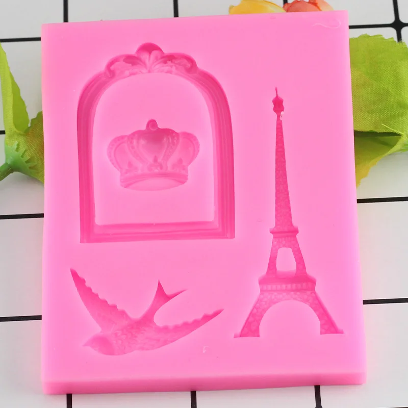 

Frame Crown Silicone Mold Dove Tower Cupcake Topper Chocolate Fondant Cake Decorating Tools Candy Resin Clay Moulds