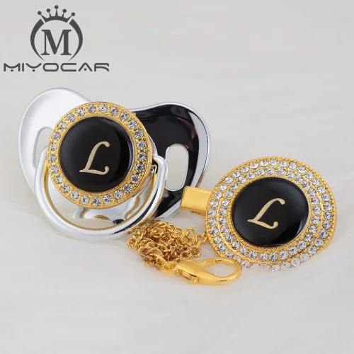 MIYOCAR уникальный дизайн имя инициалы буквенные L красивый bling соска и пустышка Клип BPA бесплатно пустышка bling уникальный дизайн LL - Цвет: LG-9  0-6M