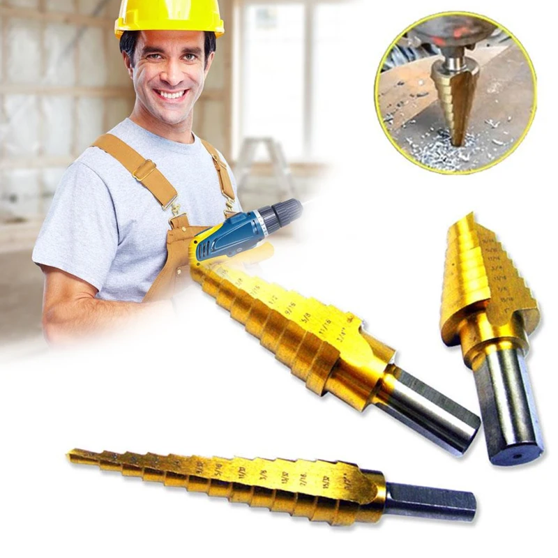 Набор металлических конусных сверл 3шт. Сверло с титаническим покрытием 4 12/20/32