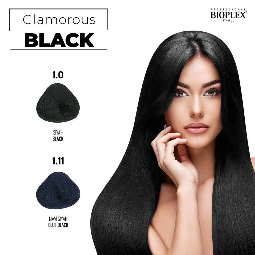 

2 Packs Bioplex Hair Dye "Glamorous Black" Hair Series Nourishing Hair Color Cream Makeup for Home and Hairdressing Salons