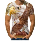 Новая забавная футболка с принтом орла, футболка с животным, повседневная молодежная и яркая мужская рубашка с короткими рукавами