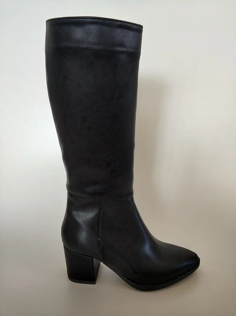 Tuwoshoes/женские сапоги до колена на высоком каблуке; Цвет Черный