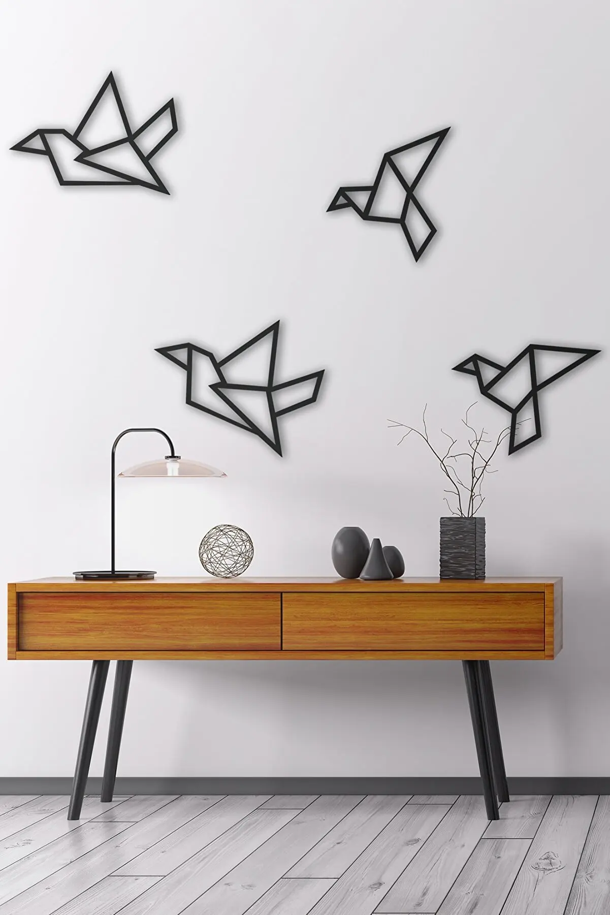

Set of 4 Bird Metal Wall Decoration Black Color Laser Cut Modern Nature Home Office New 3D Creative Stylish Living Room Moms Day