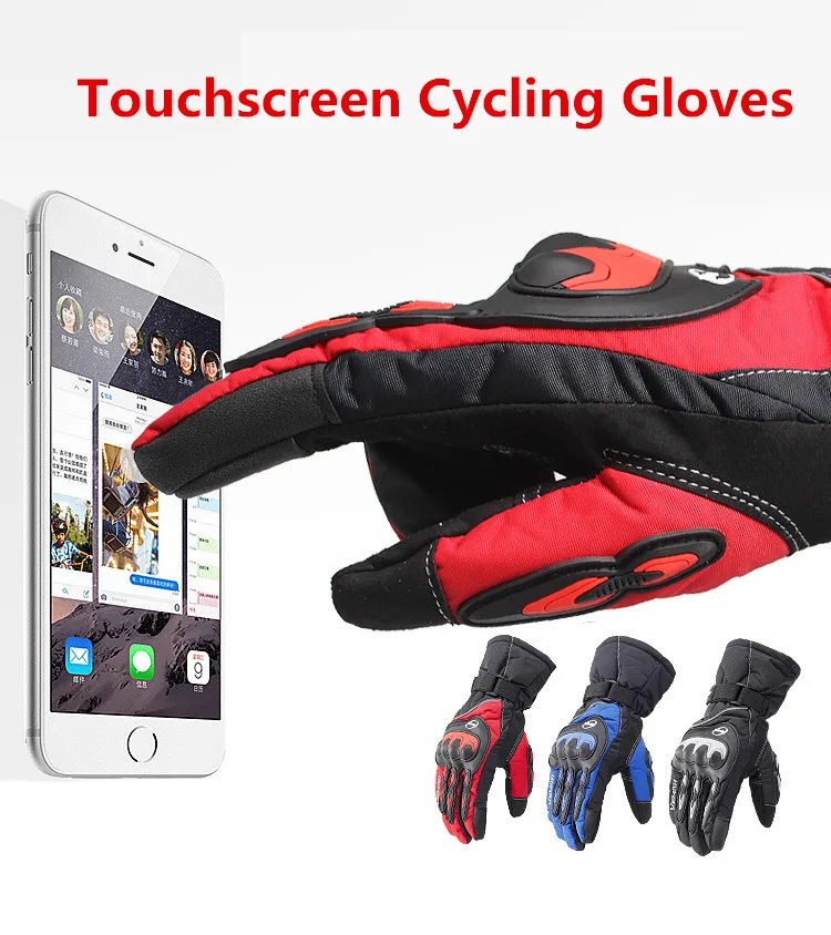

Motorcycle Gloves Winter Warm Waterproof Windproof Protective Gloves 100% Waterproof Night Cycling Racing Reflective Gloves