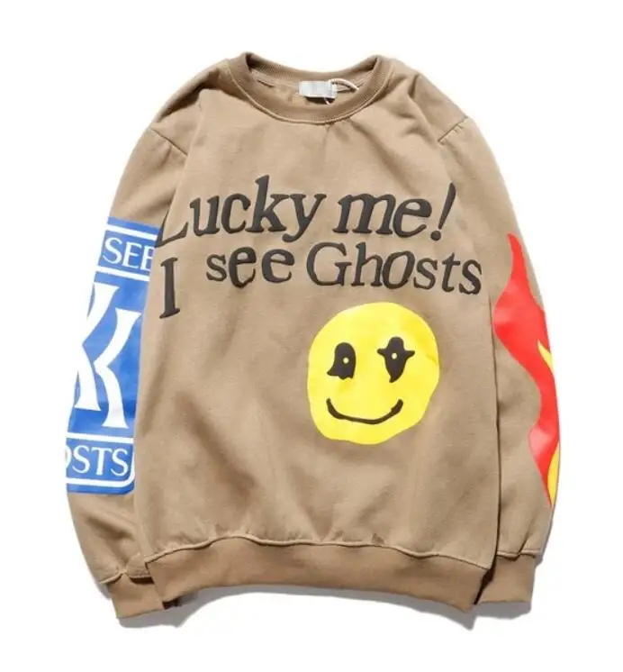 Худи и свитшоты kanye с граффити для мужчин женщин надписью LUCKY ME SEE Ghost GRIS худи Kanye West