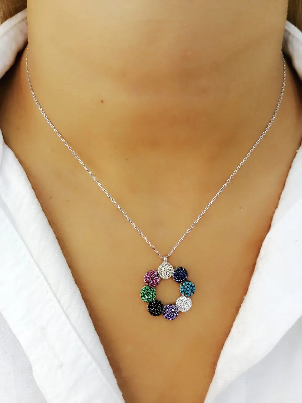Collier en argent Sterling 925 pour femmes, pendentif avec fleurs colorées en pierre de Zircon, bijou précieux, élégant, chaîne de luxe, Cool, cadeau d'anniversaire 2