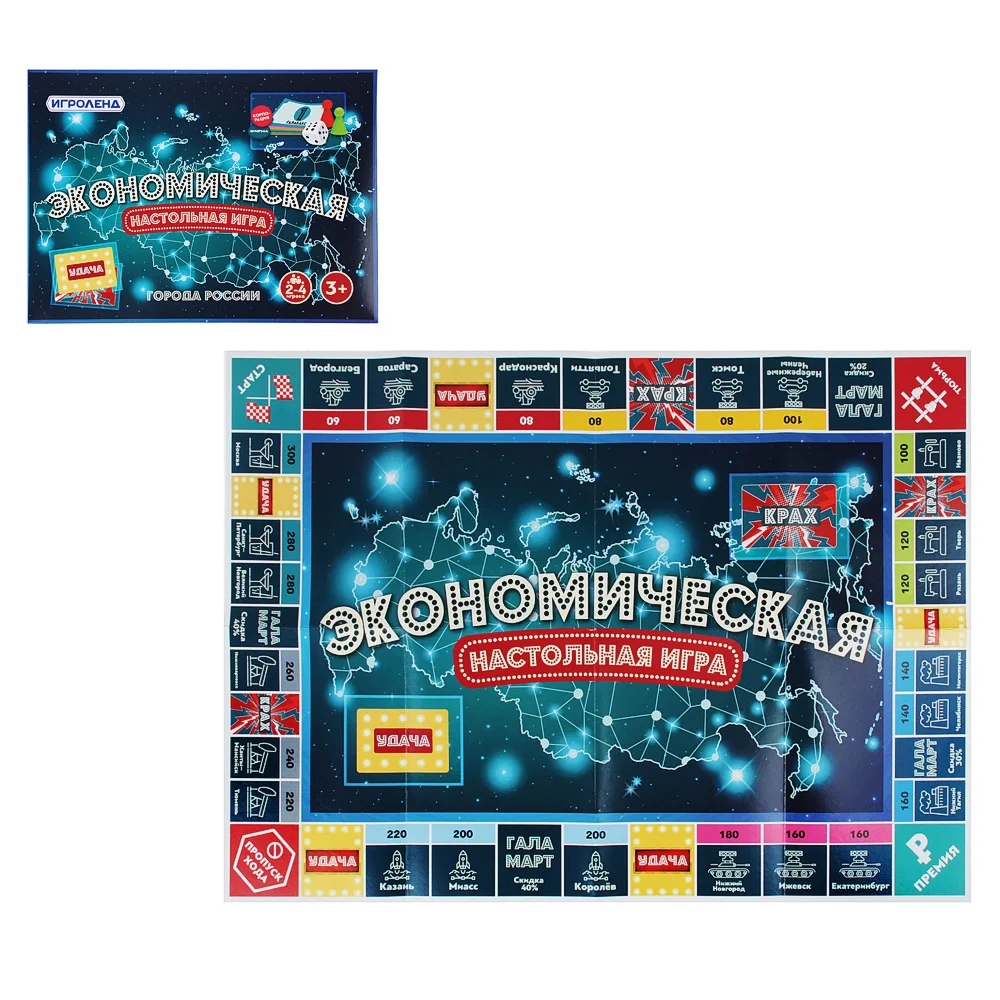 НАСТОЛЬНАЯ ИГРА ХОДИЛКА &quotЭКОНОМИЧЕСКАЯ ИГРА&quot КАРТОН ПЛАСТИК