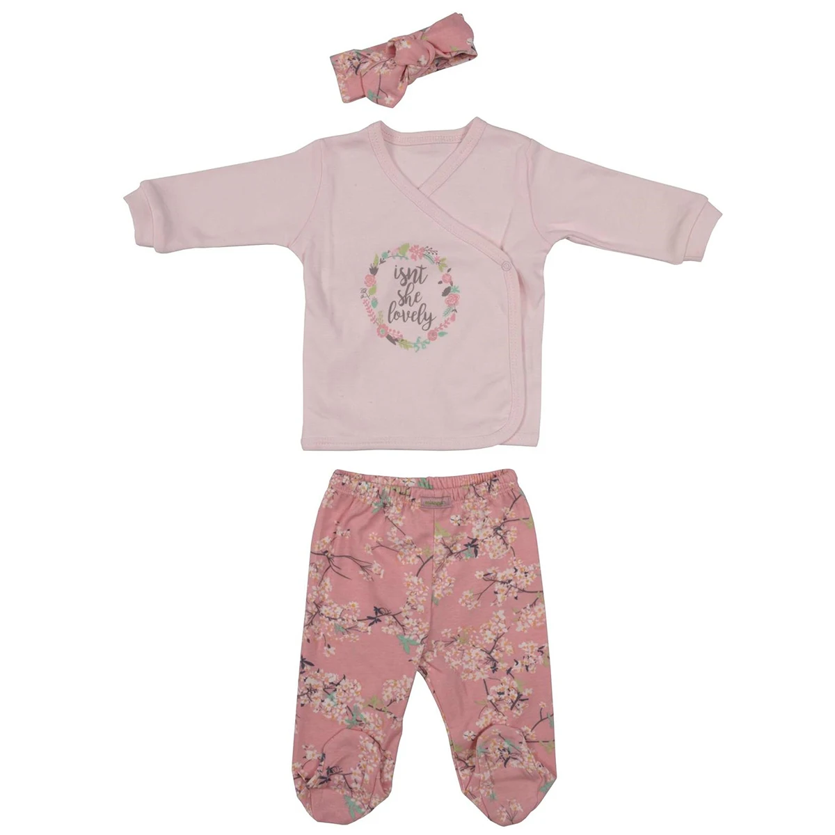 

Bebepan No-Floral 3 Pieces Set New Born Girl