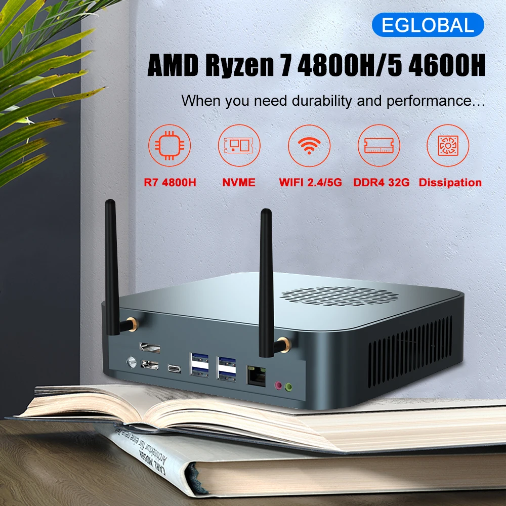 TPM 2.0 AMD Gaming Mini PC Windows10 Pro Ryzen 7 4800H 8C/16T Radeon Graphics Desktop DDR4 M.2 SSD WIFI 6 3x4K Display | Компьютеры и