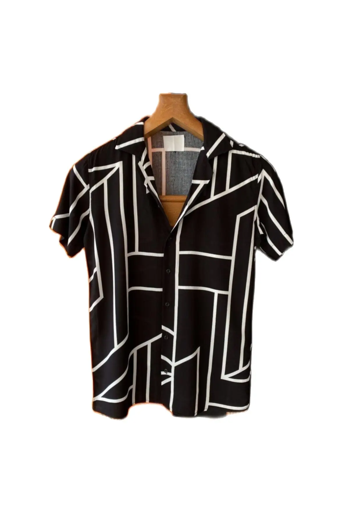 

Men's Striped Short Sleeve Slim Fit Men's Shirt Viscose Fabric Black - Red / Black - White Slim Fit Casual Comfort Summer 2022