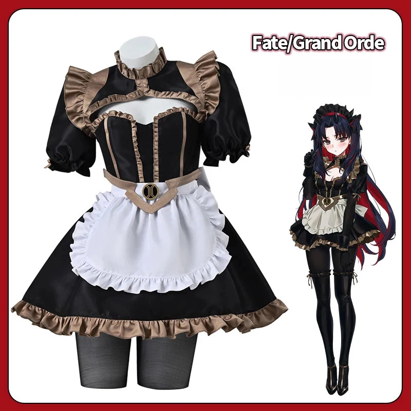 

Fate/Grand Order FGO Space Ishtar Cosplay Costume Women Black White Maid Dress Ishtar Tohsaka Rin Uniform for Halloween Party