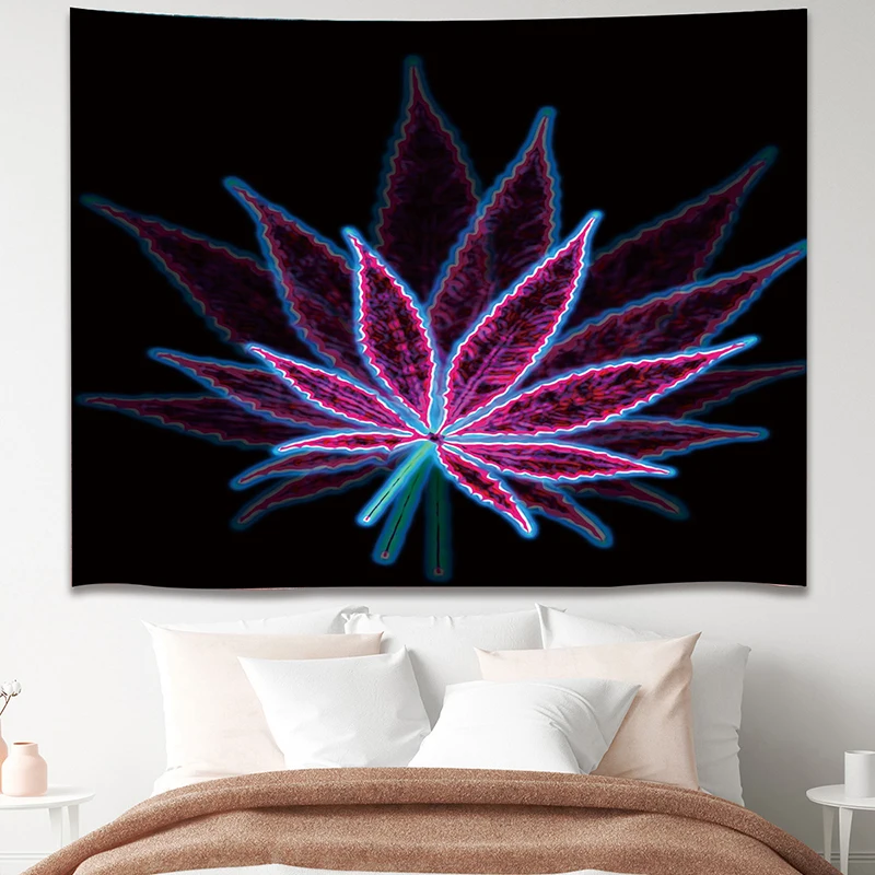 

Psychedelic Hemp Leaf Tapestry Wall Hanging Natural Hippie Purple Black Tapestry Bedroom Living Room Dropshipping