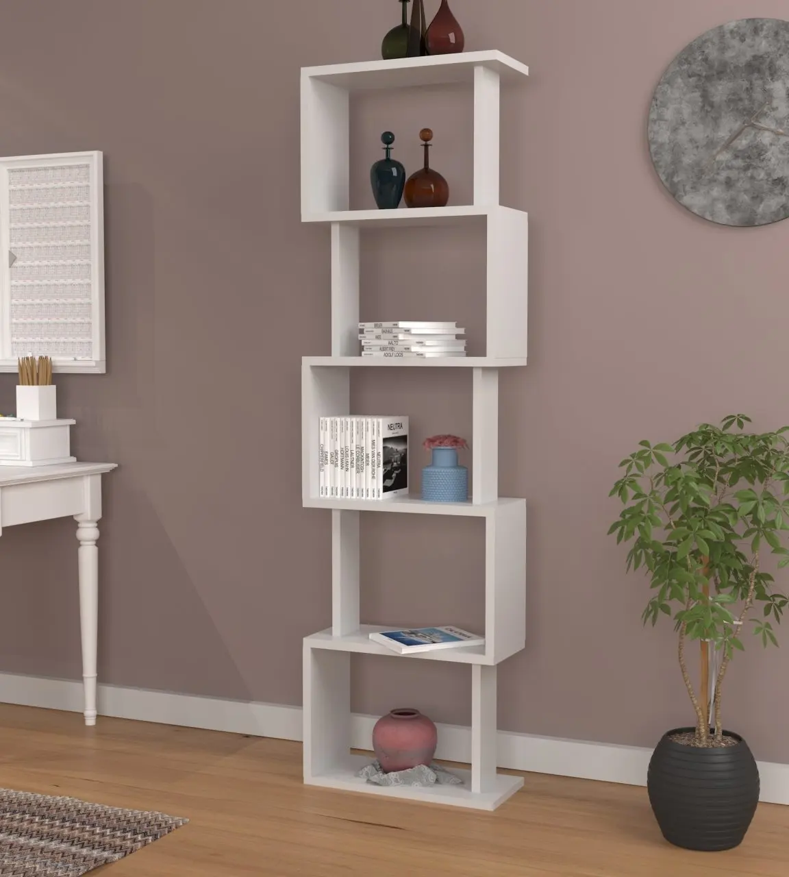 Five Section Bookcase Home Furniture Living Room Furniture Decorative Bookcase Mureo Decorative Bookcase White халат домашний five wien home five wien home mp002xw0f4sc
