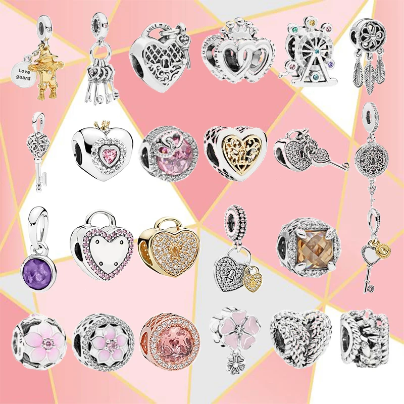 

New 925 Sterling Silver Mother's Day Gift Key Series Original Diy Fashion Jewelry Suitable For The Original Style Charm Bracelet