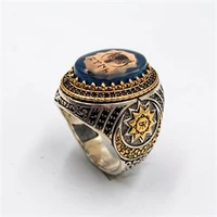 the g%c3%b6kt%c3%bcrks blue turks nostalgic ottoman amber stone 925 sterling customized silver ring for men