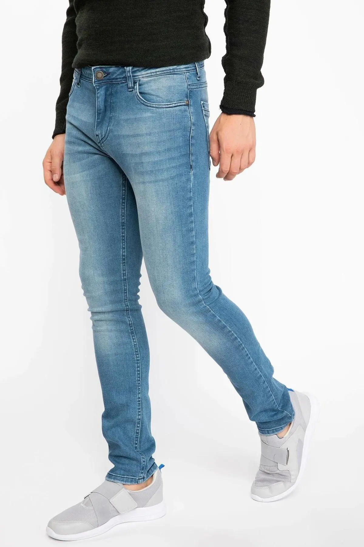 DeFacto мужские осенние синие джинсы Мужские Мягкие повседневные Прямые со средней