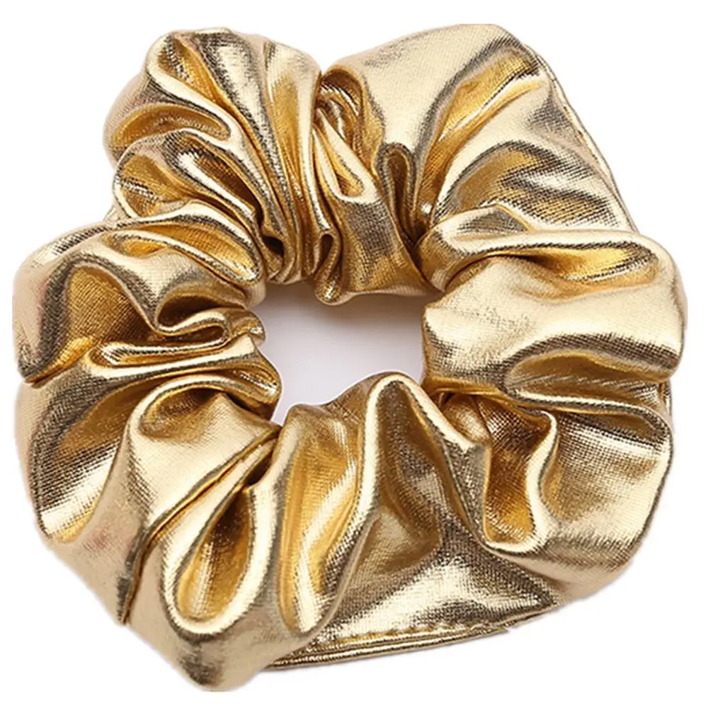 

Women Faux Leather Elastic Hair Ties Girls Hairband Rope Ponytail Holder Scrunchie Gold Black Hair Accessories