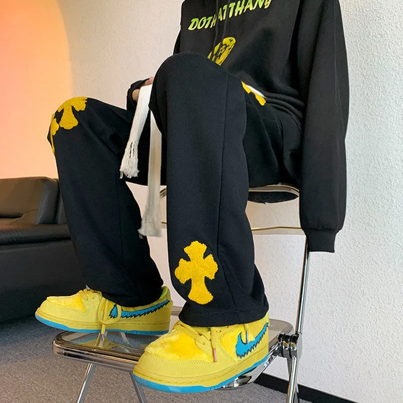 

Cross Essentials Men Trousers Casual Pants Hip Hop Clothes Fashion Korean Clothing Baggy Harajuku Sweatpants Street Wear Men's