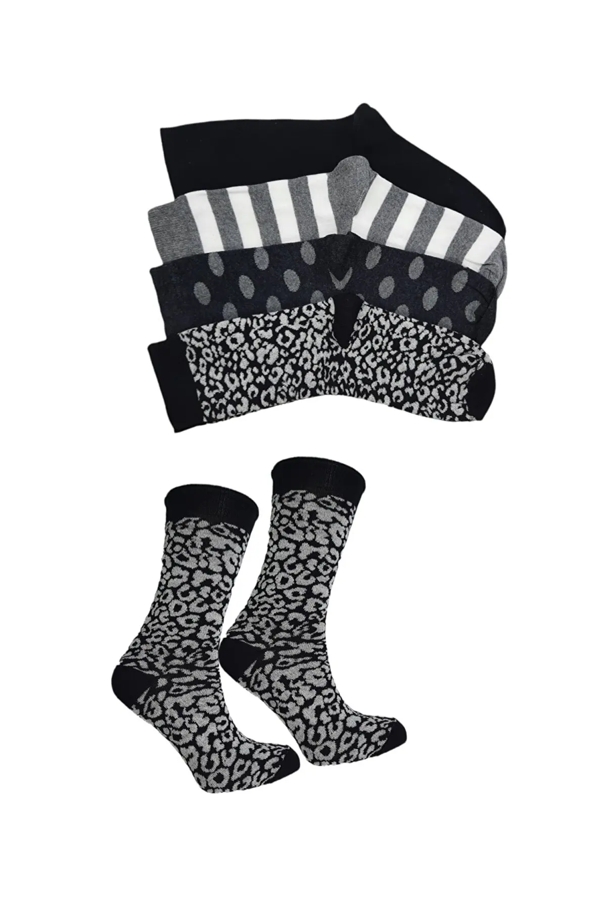 

4 Couple Patterned Women College Socks