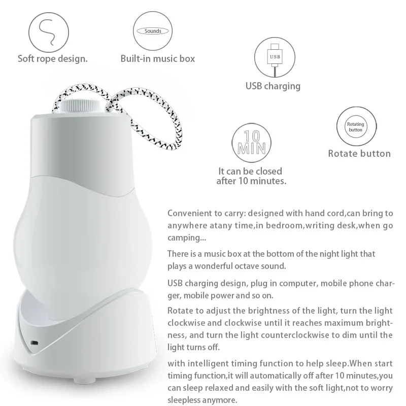 

AiLESEN Night Light with Music Box Indoors LED Night Light for Infant Romantic Dinner Home Accessoire Festival Ornament