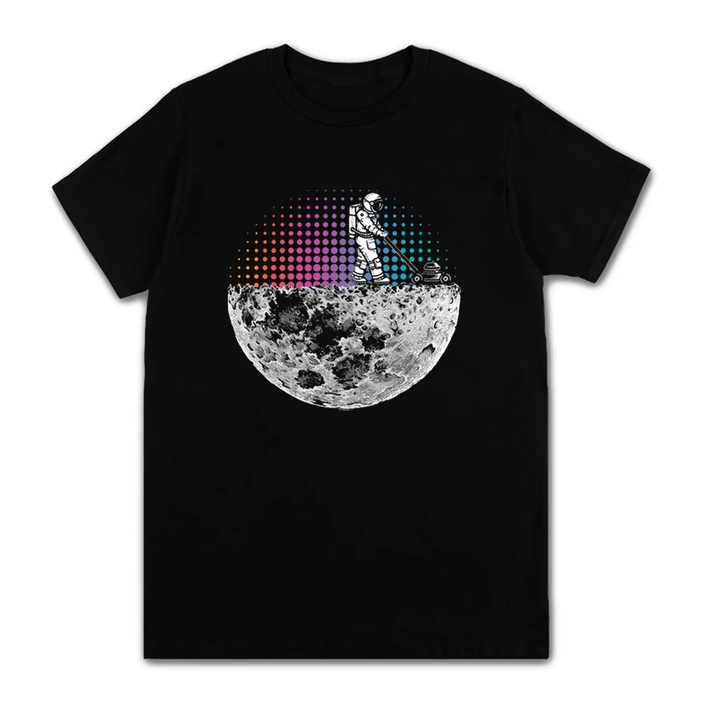 

Men T Shirt 100% Cotton Short Sleeve Funny Moon Astronaut Graphic Print O-Neck Tees Summer Casual Loose Street Style Clothing