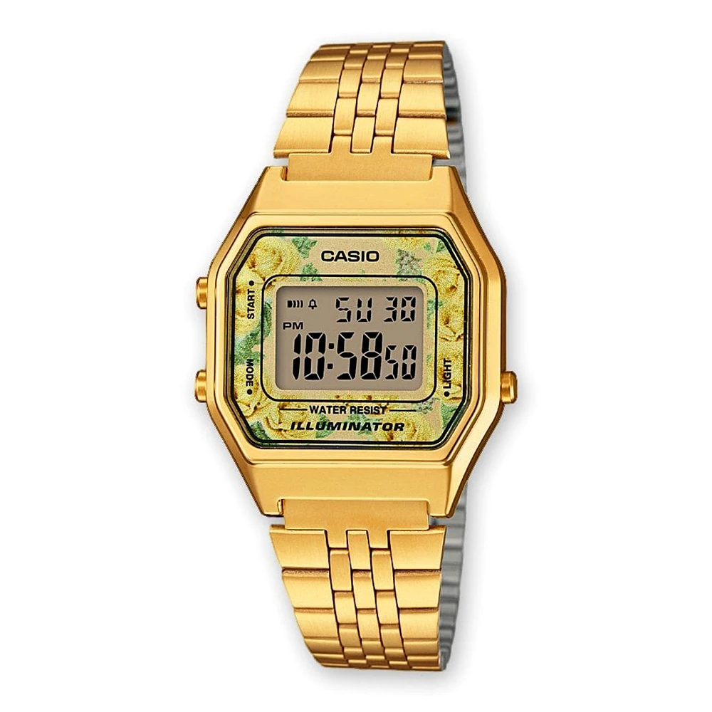 Оптическими зумом Casio LA680WEGA 9CEF девочка часы модные золото в винтажном стиле ретро