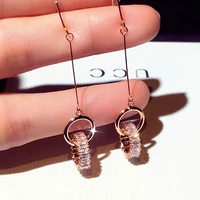new fashion long super elegant micro inlaid round zircon earring ear hook temperament for lady romantic exquisite luxury earring
