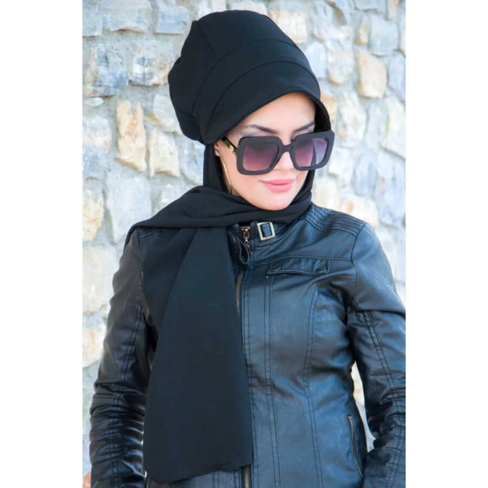 Hat Practical Atkılı Hijab Cotton Scarf Shawl Hijab Casual Black Muslim Günlük For Women Ramadan Eid Mubarak Khimar Stylish