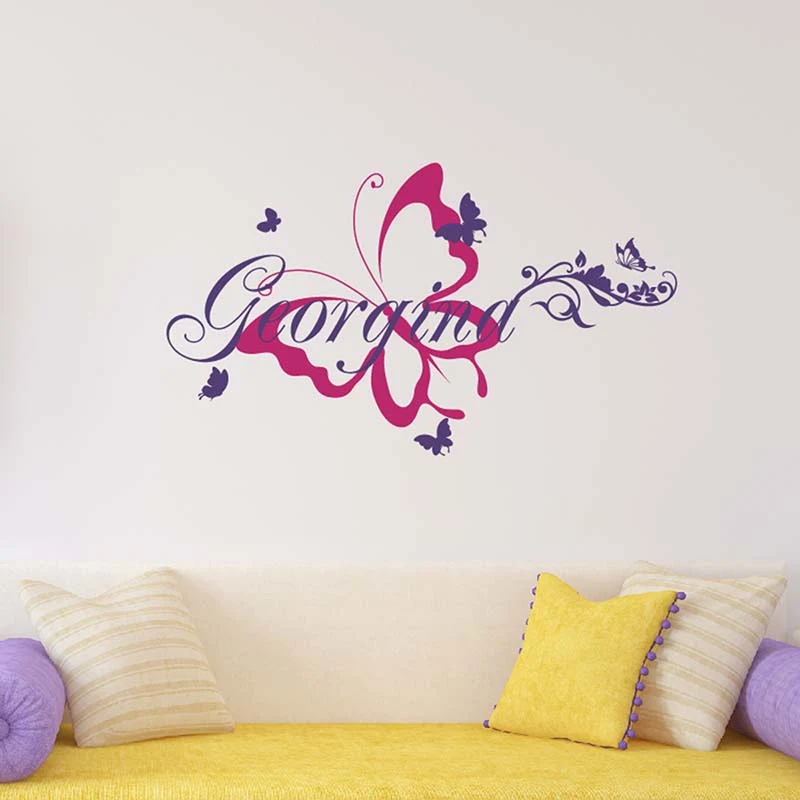Персонализированная наклейка с именем бабочки-Наклейка на стену бабочками и
