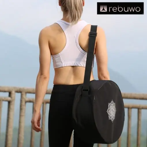 

Rebuwo Yoga Natural Cork Exercise Wheel Yoga Circles Gym Professional Fitness Equipment ( with Bag )