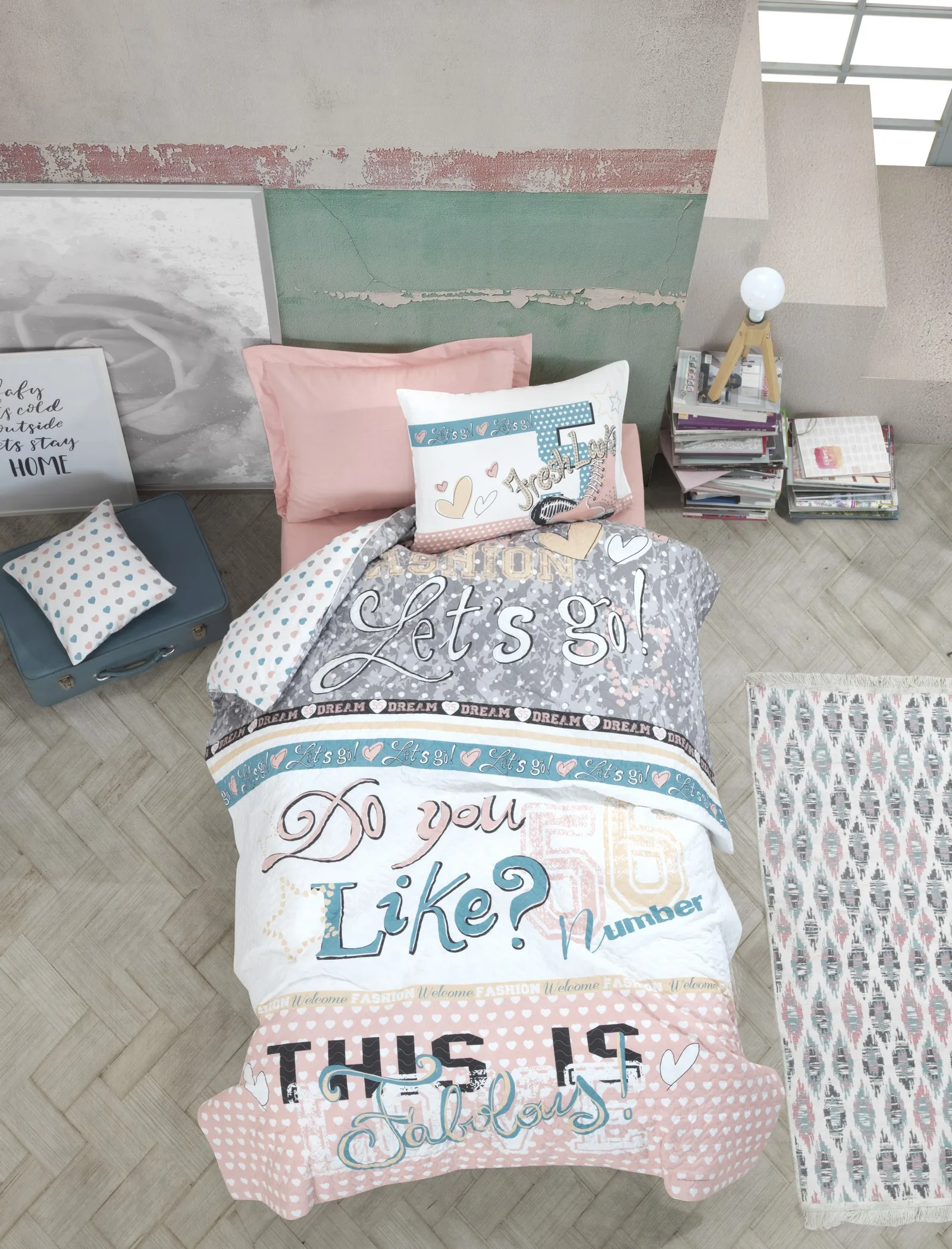 

Cotton Box Quilted Duvet Sets, Four Seasons İs Used, Teenager Room Decor, Bed Sheets, Pillow Cases Are Manufactured İn Turkey