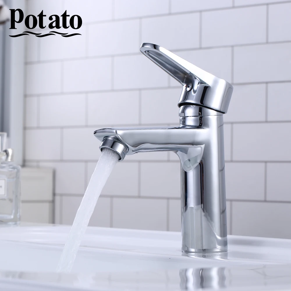 potato Хромированный кран для раковины современный смеситель ванной комнаты