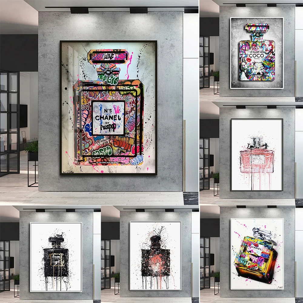 

Graffiti Perfume Street Art Canvas Poster Prints Wall Picture Modern Fashion Women Bedroom Print Living Room Home Decoration