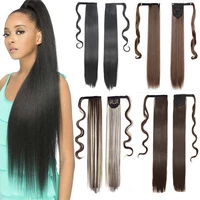 synthetic 34 inches long silky ladies fashion natural chemical fiber ponytail hair extension high temperature resistant