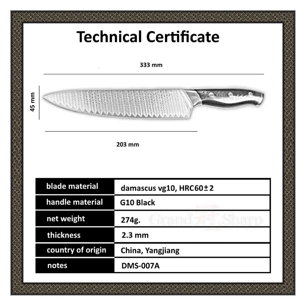 GRANDSHARP, высокое качество, 8 дюймов, нож шеф-повара, японский, 67 слоев, дамасский, VG-10 сталь, кухонные ножи, Кливер, для приготовления пищи, рождественский подарок, новинка