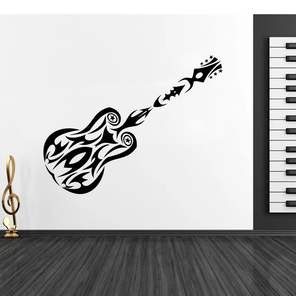 

Guitar Tribal Design Wall Art Decal Music Sticker Home And Music Room Removable Decoration A003229