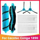 Боковой ролик, мягкая щетка, фильтр НЕРА, Швабра, ткань, запасные части для Cecotec Conga 1890, Роботизированная кожа