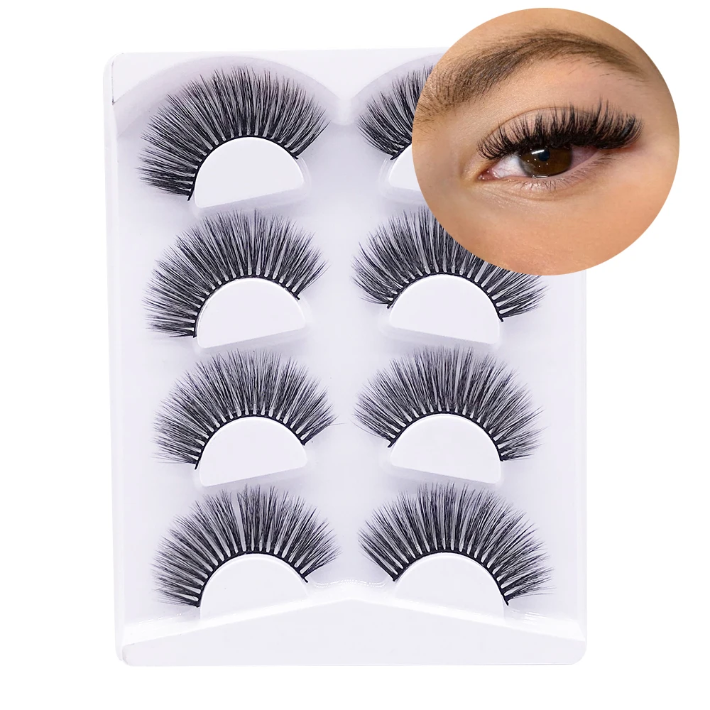 

False Eyelashes Wispy Faux Mink Lashes Fluffy Handmade Fake Eyelashes 18MM Natural Look Luxury Cat Eye Lashes