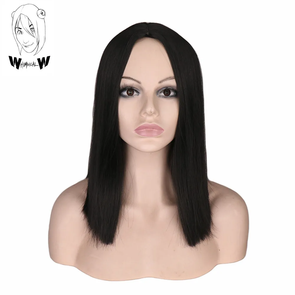 

Причудливый W Короткий прямой парик Боб натуральный синтетический парик для женщин черного цвета термостойкие волосы