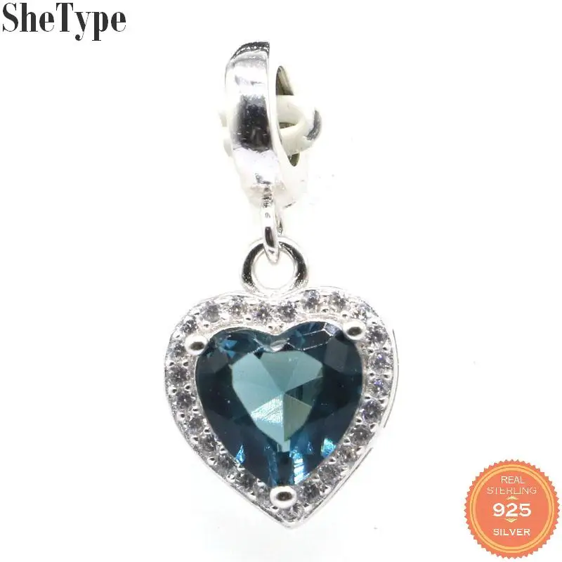 22x12 мм Lovely Heart ожерелье с 2 5g создала Лондон Голубой топаз оранжевый Спессартин
