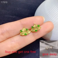 kjjeaxcmy fine jewelry natural diopside 925 sterling silver classic girl gemstone earrings new ear studs support test party