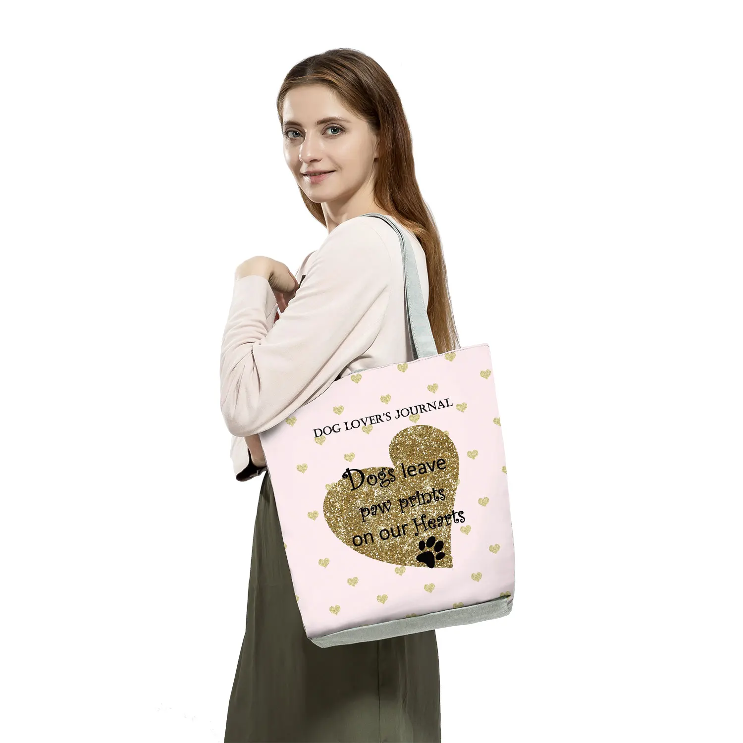 Dogs Paws Eco High Capacity Shopping Bags Women Funny Kawaii Female Tote Shoulder Bag Casual Love Dogs Handbags 2022 New Fashion