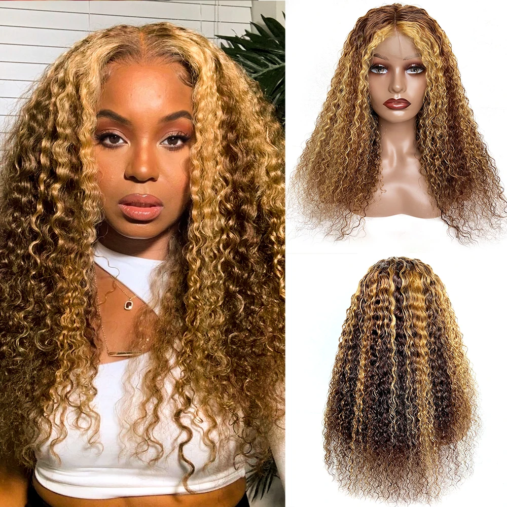 Ed Kinky Curly Lace Frontal Wigs 13x4 Transpare Human Hair Wig Brazilian Bleached Knots Pre Plucked 28