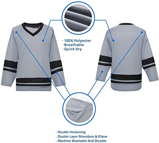 China OEM DIY Personalized Customize Ice Hockey Jerseys Embroidered Name Number Stitch Team Logo Sweatshirt Any Size Color Gray | Спорт и