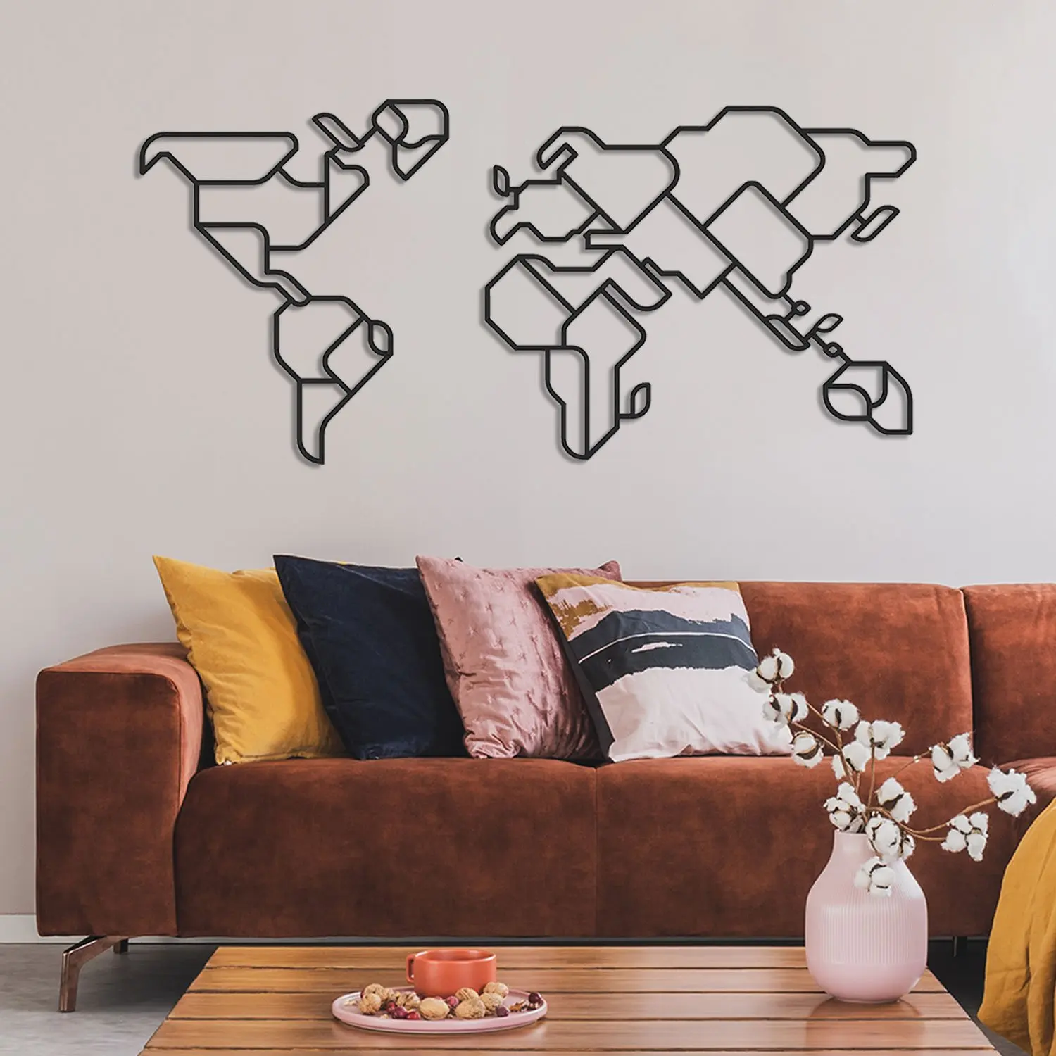 

Высококачественная Металлическая стальная настенная декоративная рамка Earth для гостиной, дома, офиса, современной спальни, идея для подарк...