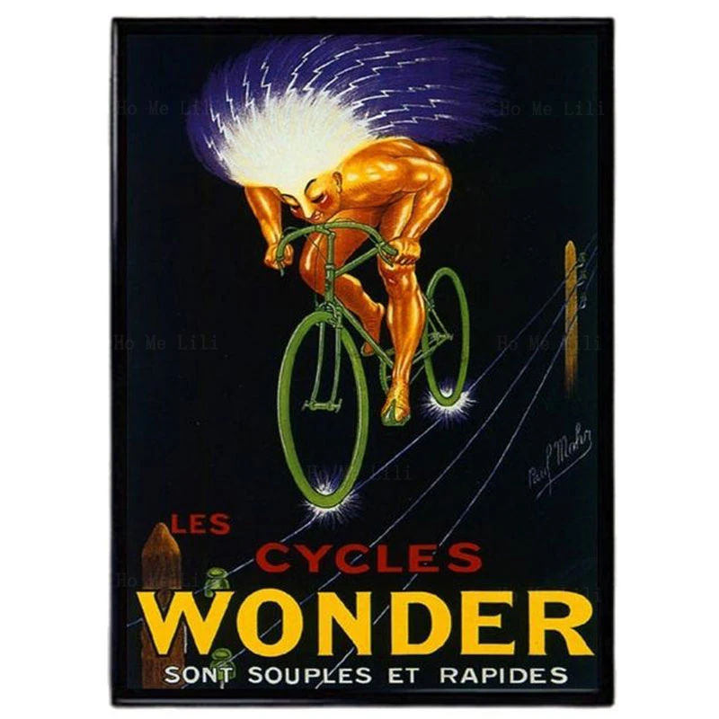 

American Bicycle Girl Red Hair Flowers Sport Fashion France Wonder Cycles Vintage Poster Canvas Wall Art Home Decor