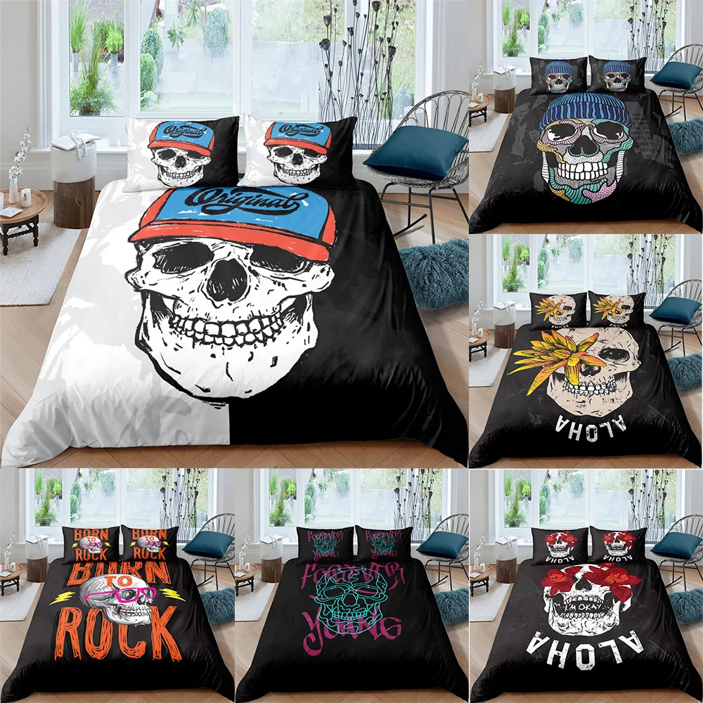 Комплект постельного белья с 3D принтом в виде черепа на Хэллоуин|Комплекты белья|