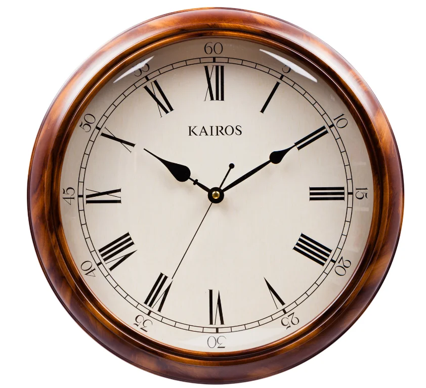 Часы настенные диаметром 40см с плавным ходом римскими цифрами корпус МДФ Kairos