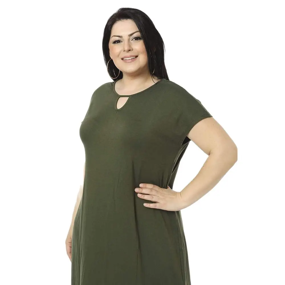 Женское платье с круглым вырезом Hanezza однотонное Креповое коротким рукавом и