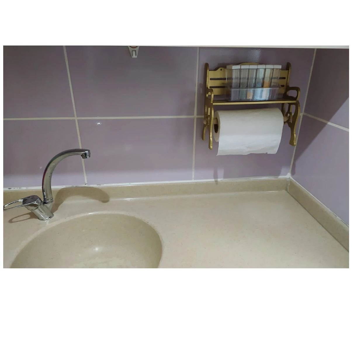 

Wooden Bamboo Organizer Toilet Roll Towel Paper Holder Bathroom Kitchen Wall Mount Spice Condiment Vinegar Lemon Bottle